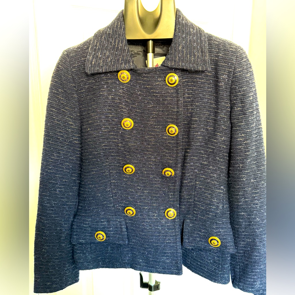 Vertigo Paris French Wool Blazer In Navy And Grey